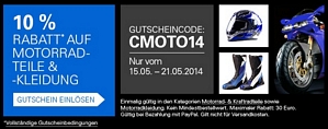 Ebay: 10 Prozent Rabatt auf Motorradteile und Zubehör