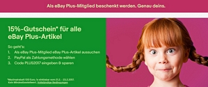 Ebay: 15 Prozent Rabatt auf Plus-Artikel für alle Ebay Plus-Mitglieder