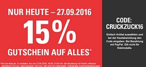 Ebay: 15 Prozent Rabatt auf alle Produkte!