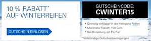 Ebay: 10 Prozent Rabatt auf Winterreifen