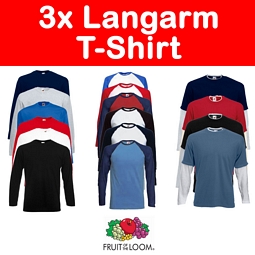3er-Pack Fruit of the Loom Langarmshirts