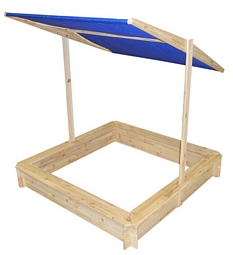 Holzsandkasten Beluga mit Dach und Sonnenschutz