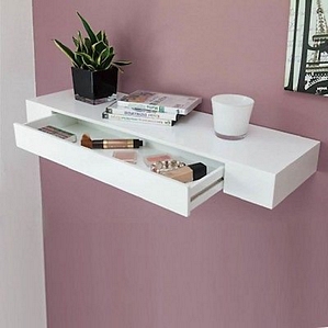 s`home BELLA Regal mit Schublade 80 cm weiss hochglanz