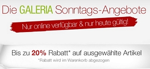 Galeria Kaufhof Sonntagsangebote – nur heute viele Rabatte z.B. 20 Prozent Rabatt auf Bademode