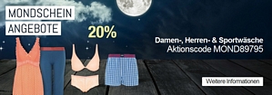 Galeria Kaufhof Mondscheintarif – 20 Prozent Rabatt auf Damen- Herren-, und Sportwäsche