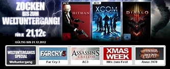 Gamesload: Weltuntergangs-Special – Key für Hitman, Xoom und Diablo 3 jeweils für 21,12 Euro