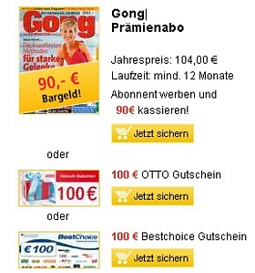 Leserservice: Jahresabo der Gong mit einem effektiven Gewinn von 1 Euro