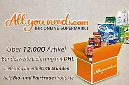 Groupon: 25 Euro Gutschein für Allyouneed für 10 Euro