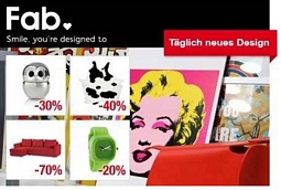 Groupon: Fab.de-Gutscheine im Wert von 100 Euro für 49 Euro, 45 Euro für 19 Euro oder 25 Euro für 11 Euro