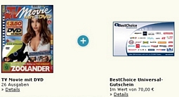 Jahresabo der TV Movie mit DVD für effektiv 21,00 Euro