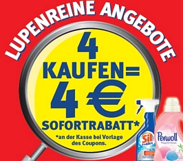 Rabattaktion: 4 Henkelprodukte kaufen und 4 Euro Rabatt erhalten