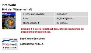 Hobby+Freizeit: Jahresabo der Bild der Wissenschaft für effektive 9,80 Euro