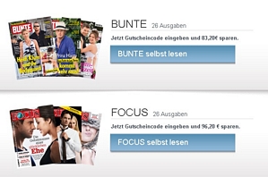 Halbjahresabo des Focus oder der Bunten vollkommen kostenlos