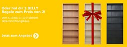 3 IKEA BILLY-Regale zum Preis von 2