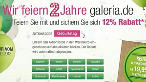 Galeria Kaufhof – 3 Jahre Jubliäum mit 12 Prozent auf alle Artikel