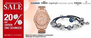 Galeria Kaufhof: 20 Prozent Rabatt auf Uhren und Schmuck