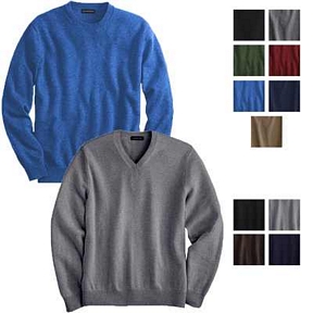 LANDS‘ END Herren Kaschmir Pullover Rundhals und V-Ausschnitt