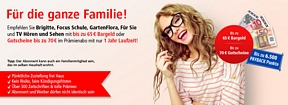 Leserservice: Jahresabo der TV Hören und Sehen, Brigitte, GartenFlora, Focus Schule oder FÜR SIE zum effektiven Schnäppchenpreis