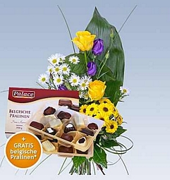Blumenstrauss Porto Santo + Belgische Pralinen (360g) für nur 17,99 Euro inkl. Versand bei LIDL-Blumen