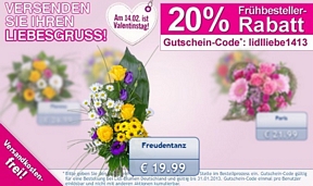 LIDL-Blumen: 20 Prozent Rabatt zum Valentinstag (bis zum 31. Januar)