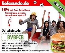 Lieferando: 15 Prozent Rabatt bis 23:00 Uhr (für Neu- und Bestandskunden)