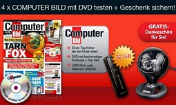 MAGclub: 4 Ausgaben der Computer BILD + Transcend JetFlash 350 32GB (USB 2.0) für 14,80 Euro