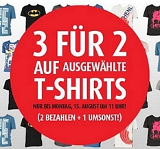 MandmDirect: 3 für 2 auf ausgewählte T-Shirts (bis Montag um 11 Uhr)