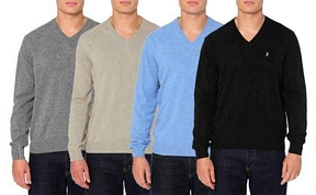 Marlboro Klassischer Herren Pullover Lambswool V-Ausschnitt
