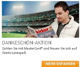 4 Ausgaben der Zeitschrift Kicker kostenlos für Mastercard-Inhaber