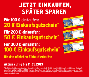 Max Bahr – Jetzt einkaufen, später sparen – Gutschein geschenkt je nach Einkaufswert