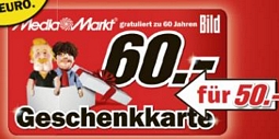 Media Markt: Geschenkkarte im Wert von 60 Euro für 50 Euro kaufen (nur noch heute)