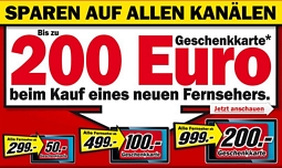 Media Markt: Geschenkgutscheine im Wert von bis zu 200 Euro beim Kauf eines neuen Fernsehers