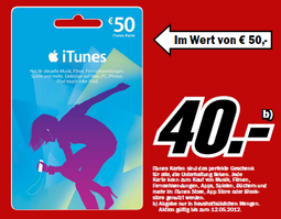 Media Markt: 20 Prozent Rabatt auf iTunes-Karten