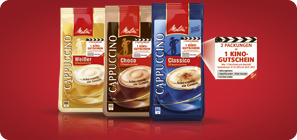 Zwei Packungen Melitta Cappuccino 400 g kaufen und 1 Kinoticket gratis erhalten