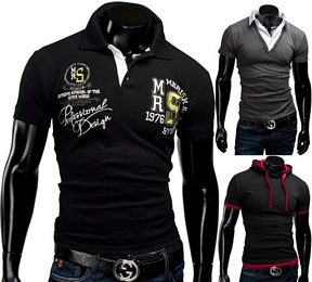 Merish Poloshirt Hemd Slim Fit T-Shirt mit Motiv
