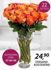 Miflora: Blumenstrauß Orange Juice für 24,90 Euro inkl. Versand (mit 22 orangenen Rosen)