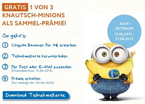 Chiquita: Bananen im Wert von 4 Euro kaufen und Knautsch-Minion kostenlos erhalten