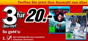 Media Markt: 3 Blu-rays für 20 Euro