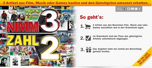 Media Markt: Nimm 3, zahl 2 aus den Bereichen Film, Musik oder Games