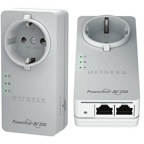 NetGear Powerline AV+ Nano Dual Port Set mit Steckdose Pass-Through Kit XAVB2602