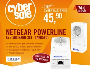 Netgear XAVT5601 2er Kit 500 Mbit Powerline Steckdose