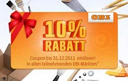 10 Prozent Rabatt bei OBI (offline)