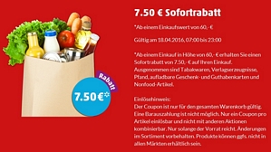 Penny: 7,50 Euro Sofortrabatt ab einem Einkaufswert von mind. 60 Euro