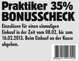 Praktiker: 35 Prozent Rabatt in fast allen Märkten auf vorrätige Ware
