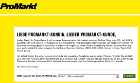 ProMarkt: Ausverkauf in vielen Filialen bundesweit