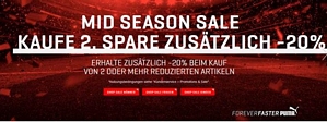 PUMA Onlineshop: 20 Prozent Rabatt beim Kauf von mind. 2 Artikeln