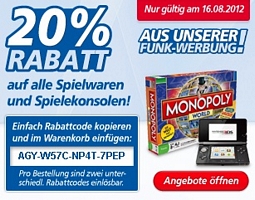 real Onlineshop: 20 Prozent Rabatt auf alle Spielwaren
