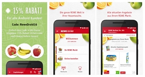 15 Prozent Rabatt bei Bestellung mit der REWE-Android-App