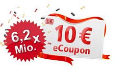 Bei jedem Einkauf über 10 Euro bei REWE einen von über 6 mio. eCoupons der Deutschen Bahn gewinnen