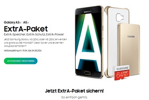 Samsung ExtrA-Paket – Galaxy A3 (2016) oder Galaxy A5 (2016) kaufen und Gratis-Zubehör erhalten